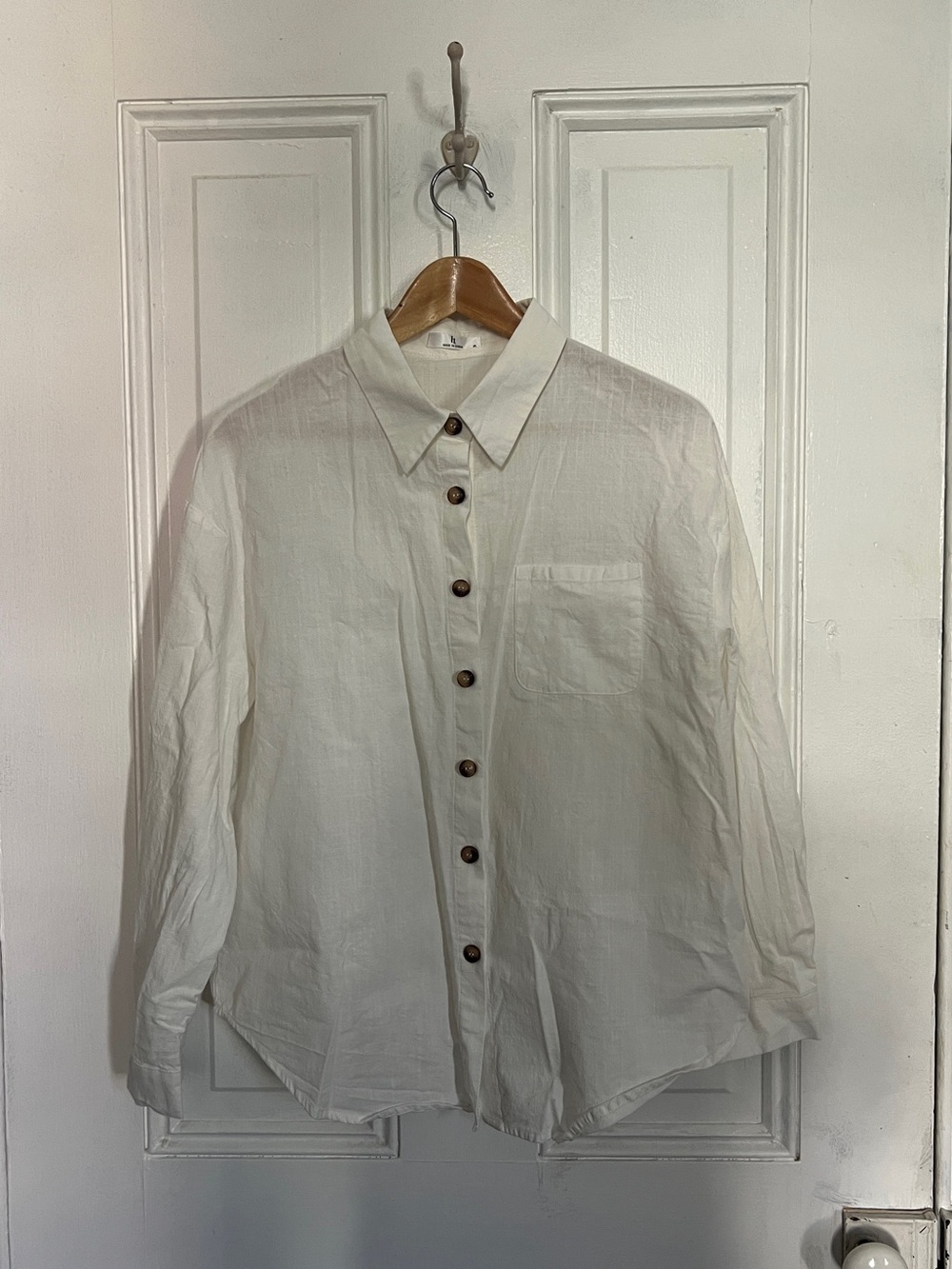 White Oxford with Wooden Buttons